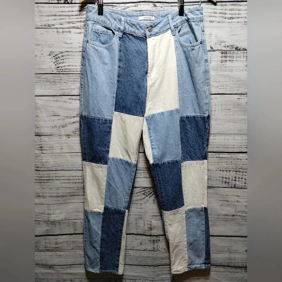 PacSun Patchwork‎ Mom Jeans size 28 Patches Maximalist Boho Festival Unique - Picture 3 of 9